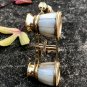Antique Vintage Opera Glasses Binoculars White Mother of Pearl & Handle Brass