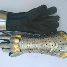 Gauntlet Gloves Armor Pair Handmade Brass Accents Medieval Knight Crusader Steel