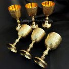 set of 6 Solid Brass Goblet Brass Drinking Wine Cup Vintage Handmade Brass King