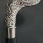 Sterling Silver Brass Engraved Head Handle Wooden Handmade Walking Stick Cane
