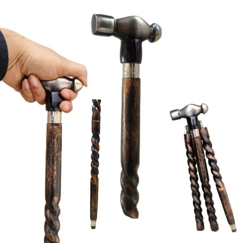 Walking cane, hammer, walking stick, cane, stick, steel gift, iron gift