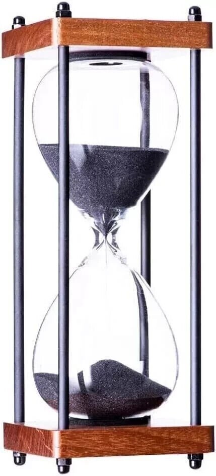 Large Hourglass Timer 15 Minute, Wooden Sandglass, Black