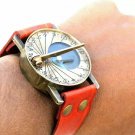 LOTS OF 10 Pcs Steampunk Vintage Style Brass Sundial Wrist Compass Watch Gift