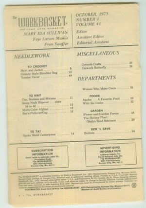 Workbasket October 1975 Needlework, Sewing, Crafts, Foods, Gardening