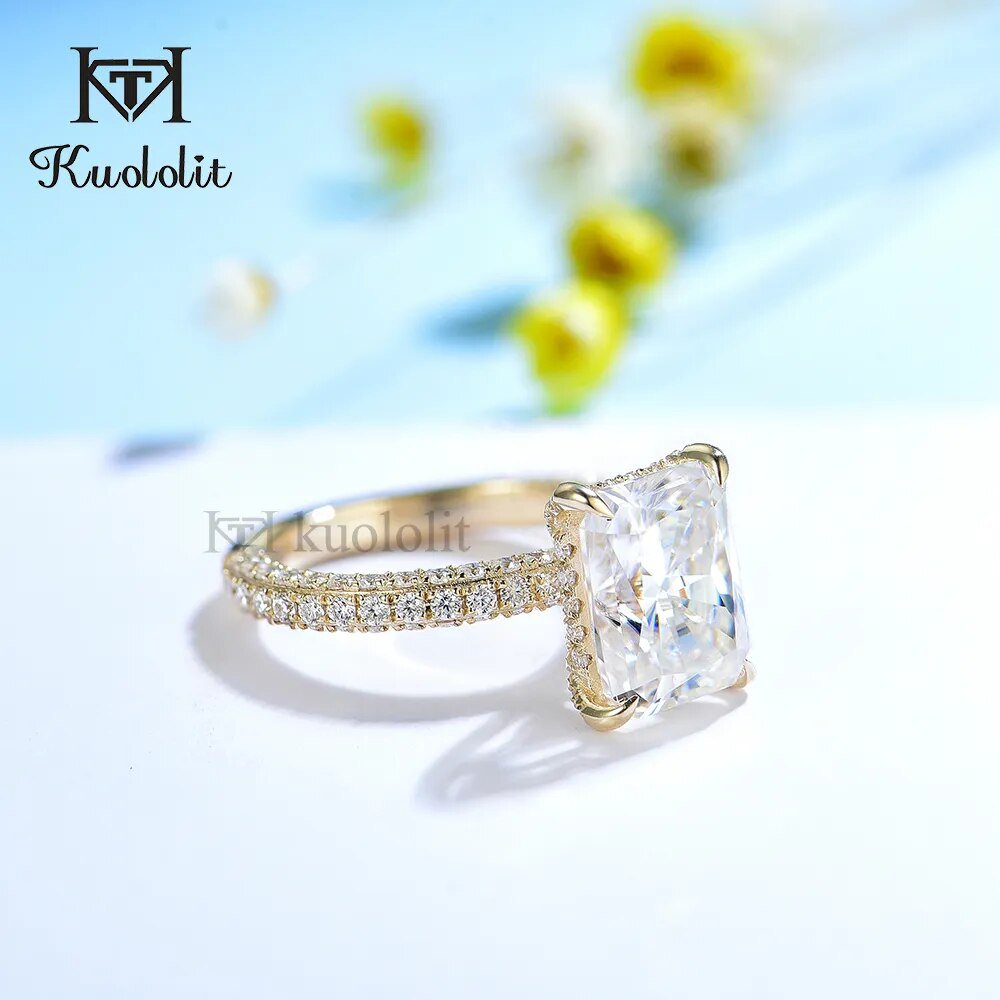 Radiant Cut Engagement Ring Hidden Halo Moissanite Hidden Halo Engag