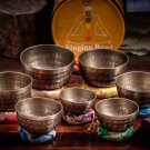 Buddhist Meditatiion Tibetan Singing Bowl Set - Chakra Bowl Set - Free Shipping - 7 Singing bowl Set