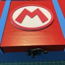 Mario box of wood , Save, game cartridges, stickers, small objects