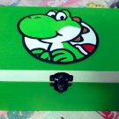 Yoshi box of wood , Save game cartridges, stickers, small objects