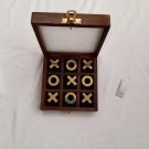 Handmade Tic Tac Toe Glass top, Sheesham Wood Coin & Wood Brass Game Decorative
