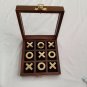 Handmade Tic Tac Toe Glass top, Sheesham Wood Coin & Wood Brass Game Decorative