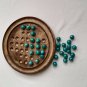 Solitaire 22cm Mango Wood  Round Board Game With Glass Marbles classic wooden