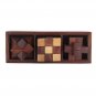 Sheesham wood/Rosewood set of 3 Puzzle game (Star, Interlocking, Snake cube) box