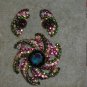 HUGE 1950's Vintage Rhinestone Brooch & Earrings Set