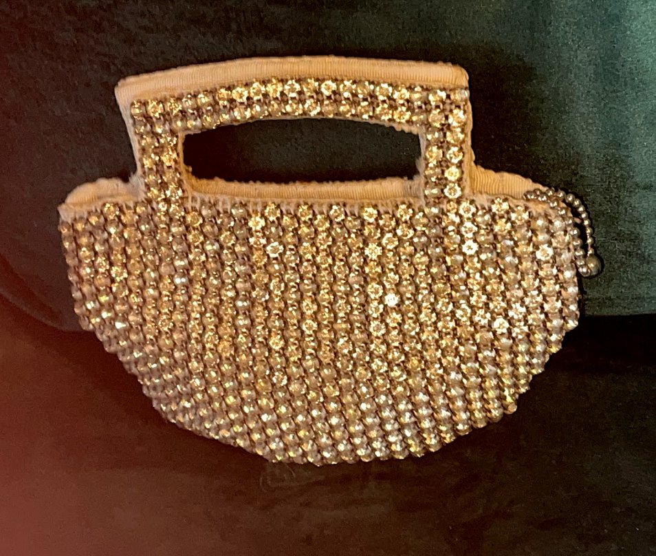 Antique Vintage 1920's Rhinestone Covered Evening Bag Purse