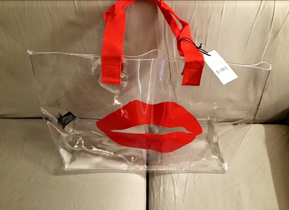 Saks Fifth Avenue RED LIPS Clear Tote