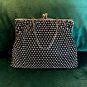Vintage 1950's channel-set Rhinestone Black Evening Purse