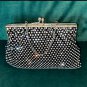 Vintage 1950's channel-set Rhinestone Black Evening Purse