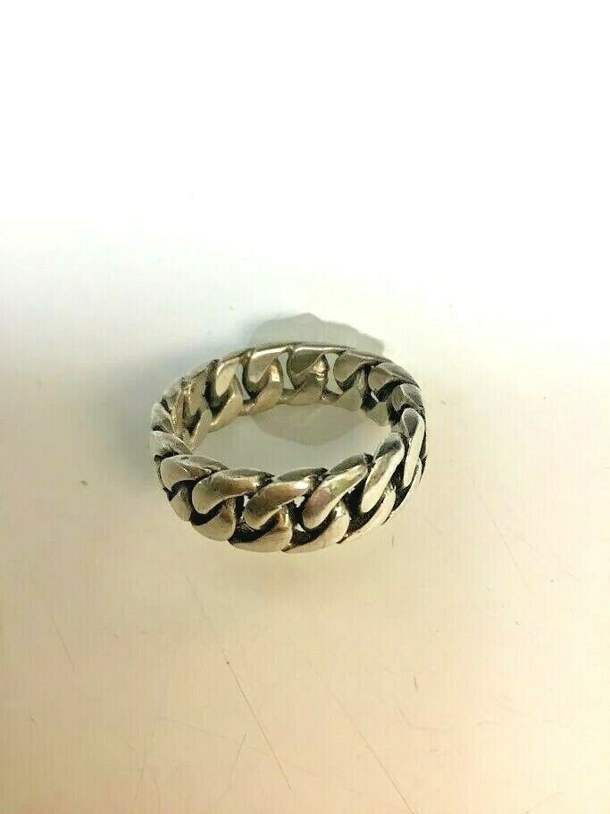 Men's Sterling Silver Biker Chain Band Ring size 10.5