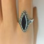 Vintage 1920's marcasite & onyx Sterling Silver Ring