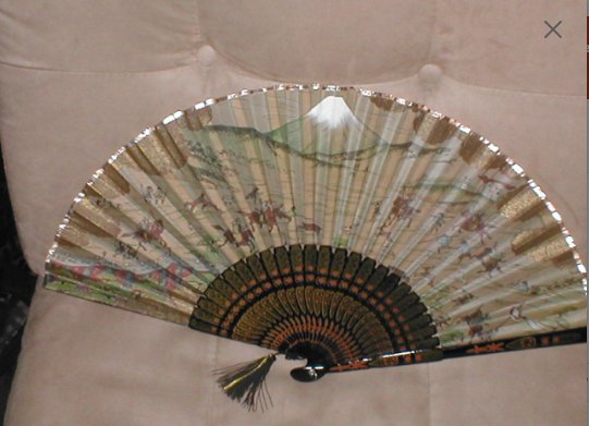 Antique Large Japanese Hand Painted Folding Fan