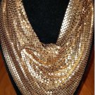 Vintage WHITING & DAVIS Gold Metal Mesh Scarf Style Bib Necklace