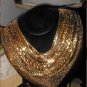 Vintage WHITING & DAVIS Gold Metal Mesh Scarf Style Bib Necklace