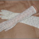 1960's Vintage elbow-length Ivory Floral Print Sheer Gloves