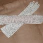 1960's Vintage elbow-length Ivory Floral Print Sheer Gloves