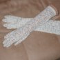 1960's Vintage elbow-length Ivory Floral Print Sheer Gloves