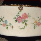 Vintage 1930's White Beaded w/ Point de Beauvais Embroidery Evening Purse