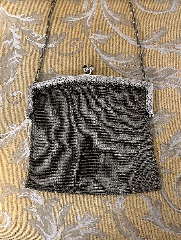Vintage 1900's German Silver soldered link Purse signed L.S.