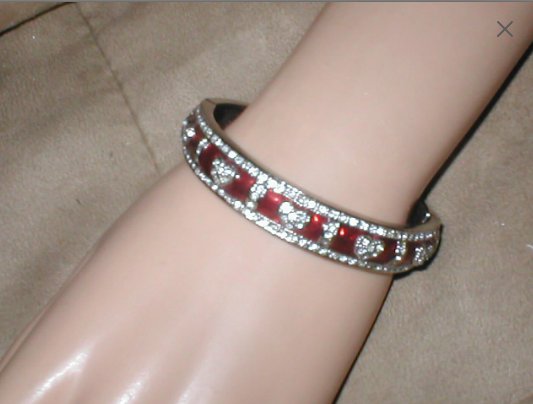 Vintage Ruby & Clear Rhinestone Bangle Bracelet