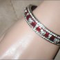 Vintage Ruby & Clear Rhinestone Bangle Bracelet