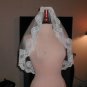 Vintage SHORT diamond-white Chantilly Lace Mantilla Bridal Veil