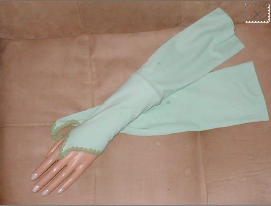 Vintage fingerless Long Green Gauntlets Gloves