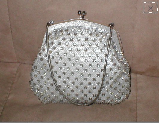 Vintage 1950's Silver Rhinestone Evening Purse