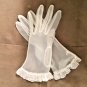 Vintage 1980's Sheer Ivory Organza Gloves with Lace Cuffs