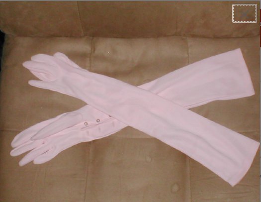 Vintage 1950's Light Pink opera length Cotton Gloves