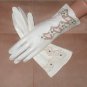 Vintage 1930's French White kid leather Evening Gloves w/ Rhinestones