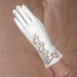 Vintage 1930's French White kid leather Evening Gloves w/ Rhinestones