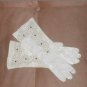 Vintage 1930's French White kid leather Evening Gloves w/ Rhinestones