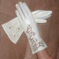 Vintage 1930's French White kid leather Evening Gloves w/ Rhinestones