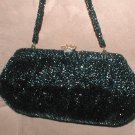 Vintage 1940's Black Beaded Evening Bag Purse