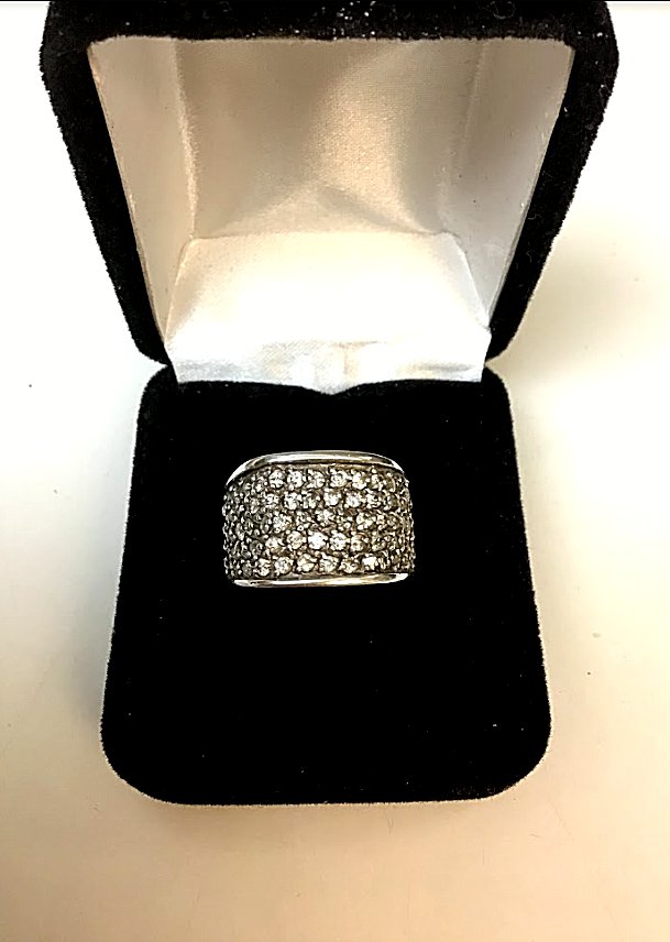 unisex 925 Sterling Silver Pave Ring with Cubic Zirconia