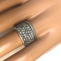 unisex 925 Sterling Silver Pave Ring with Cubic Zirconia