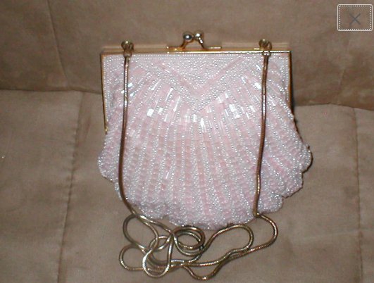 Vintage PINK Beaded Clamshell Evening Bag Purse