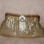 Vintage Whiting & Davis Gold Metal-Mesh Clutch Purse with Rhinestone Clasp