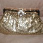 Vintage Whiting & Davis Gold Metal-Mesh Clutch Purse with Rhinestone Clasp