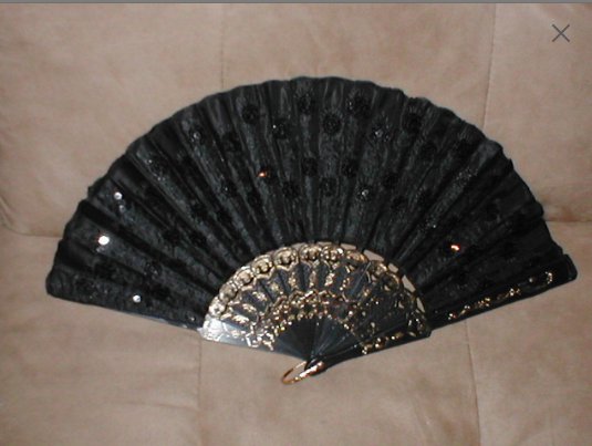 Vintage Black Beaded Folding Fan
