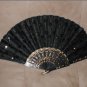 Vintage Black Beaded Folding Fan